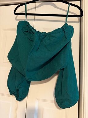 Free People Teal Off-Shoulder Top
